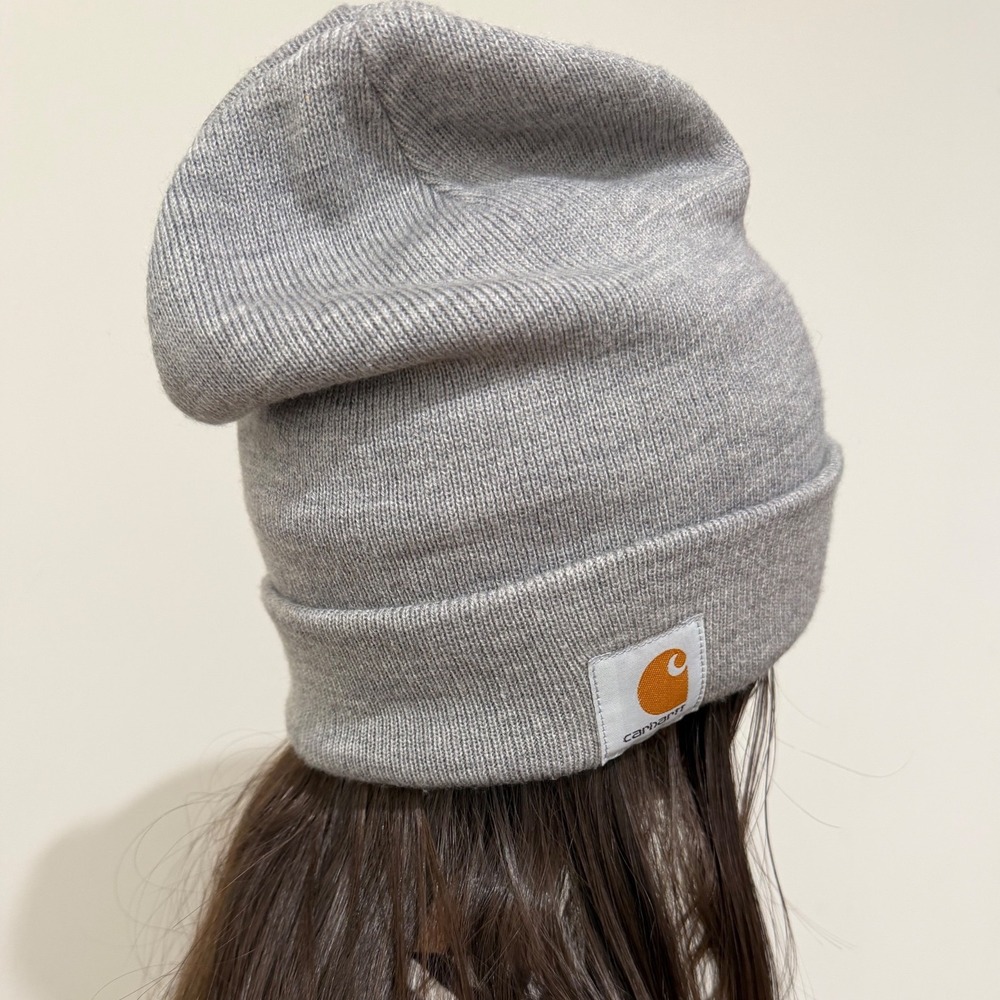 Carhartt Knit Beanie Gray Acrylic Watch Cap Logo Patch One Size Mens Womens